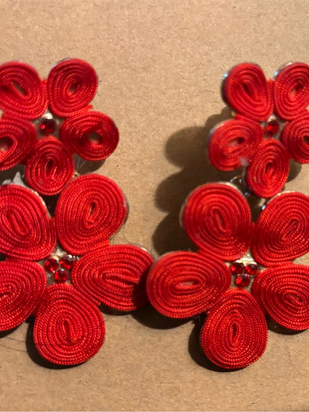 Red Floral Drop Earrings for Women - Elegant Statement Jewelry